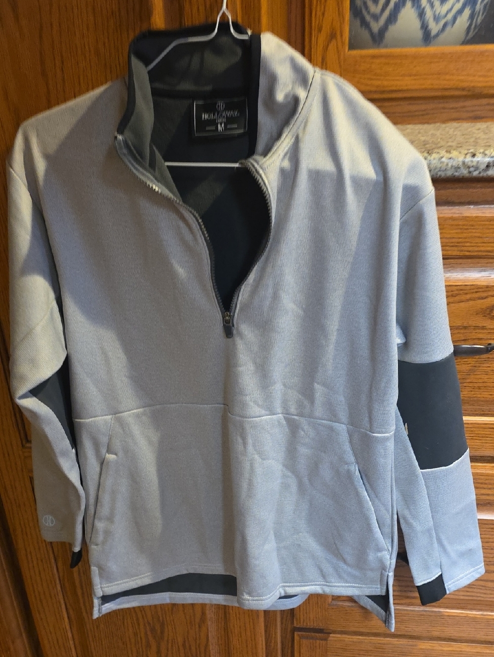 Holloway Light Gray and Black Quarter-Zip Pullover